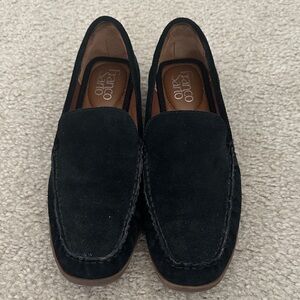 Franco Sarto Black Suede Slip-On Loafers